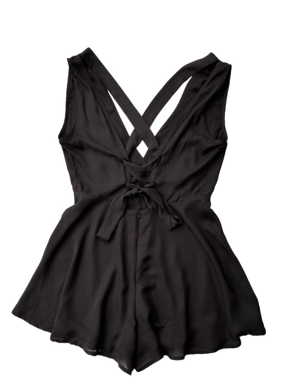 Nasty Gal Black Chiffon Cross Back Romper NWOT Size S - Picture 5 of 11